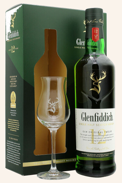 Glenfiddich 12 Jahre - Geschenkset inkl. Nosingglas - Single Malt Whisky