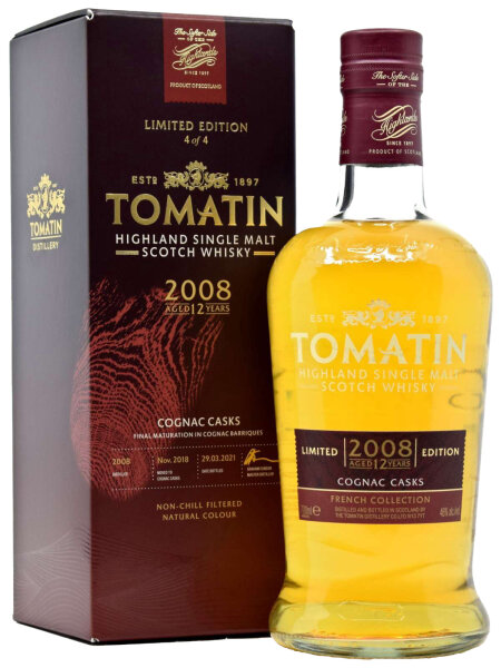 Tomatin 12 Jahre - 2008 - French Collection - Cognac Casks - Single Malt Scotch Whisky
