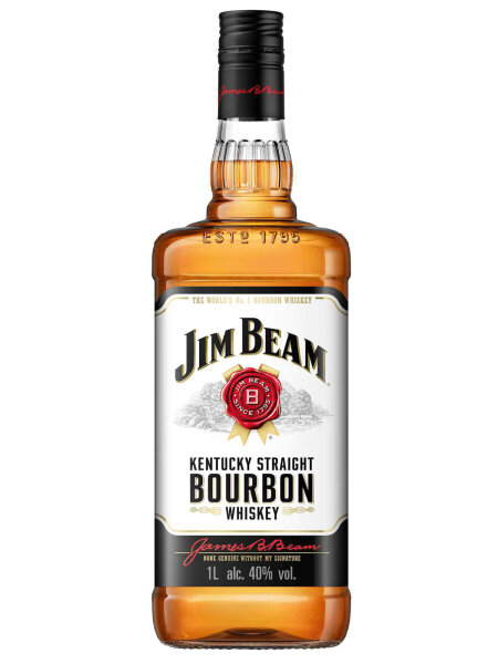 Jim Beam White Label - Kentucky Straight Bourbon Whiskey - 1,0 Liter Flasche