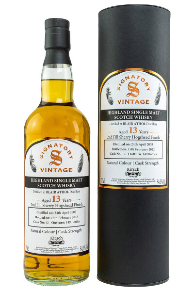 Blair Athol 13 Jahre - 2008/2022 - Signatory Vintage - Cask No. 12 - Single Malt Scotch Whisky