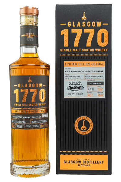 Glasgow Distillery 1770 - 2018/2022 - 3 Jahre - Moscatel Cask Finish - Single Cask - Single Malt Scotch Whisky