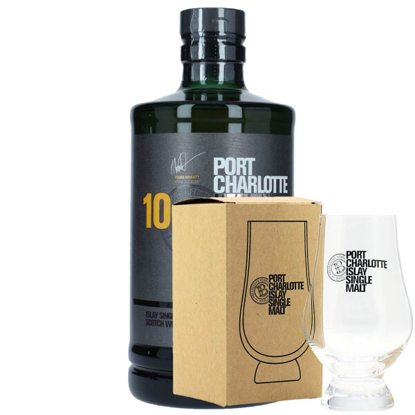 Port Charlotte 10 Jahre - Heavily Peated + Glencairn Glas - Single Malt Scotch Whisky