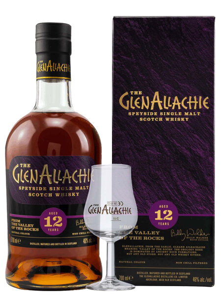 GlenAllachie 12 Jahre - Speyside Single Malt Scotch Whisky mit Glas