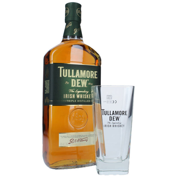 Tullamore Dew Triple Distilled & Original Tullamore Glas Irish Whiskey Geschenkset