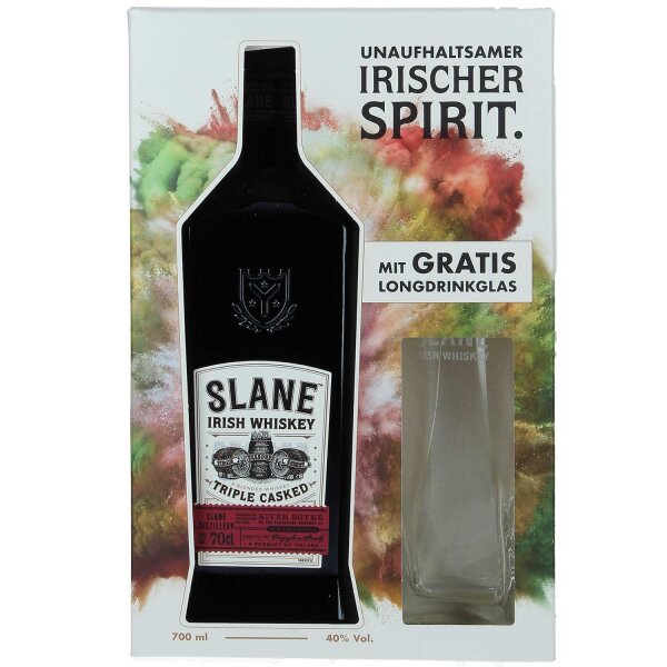 Slane Triple Casked - Blended Irish Whiskey - Geschenkset mit Glas