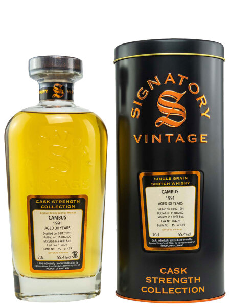 Cambus 30 Jahre - 1991 - Signatory Vintage - Cask Strength - Cask #104228 - Single Grain Whisky