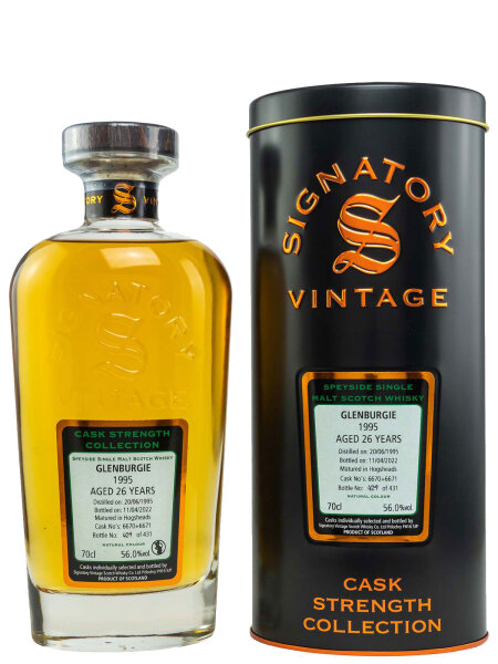 Glenburgie 26 Jahre - 1995 - Signatory Vintage - Cask Strength - Cask #6670+6671 - Single Malt Whisky