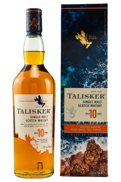 Talisker - 10 Jahre - Single Malt Scotch Whisky  + Talisker Mug - Metalltasse