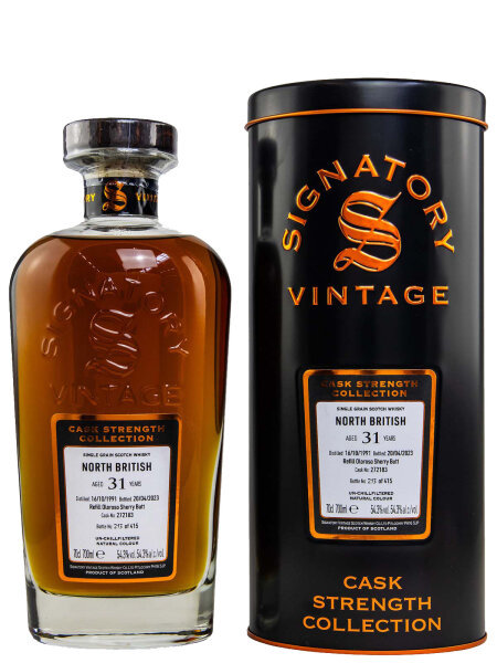 North British 31 Jahre - 1991/2023 - Signatory Vintage - Cask Strength - Cask No. 272183 - Single  Grain Whisky