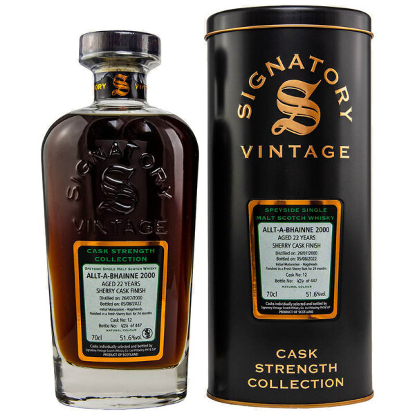 Allt-A-Bhainne - 22 Jahre - 2000/2022 - cask #12 Sherry Butt Finish - Signatory Vintage - Single Malt Whisky