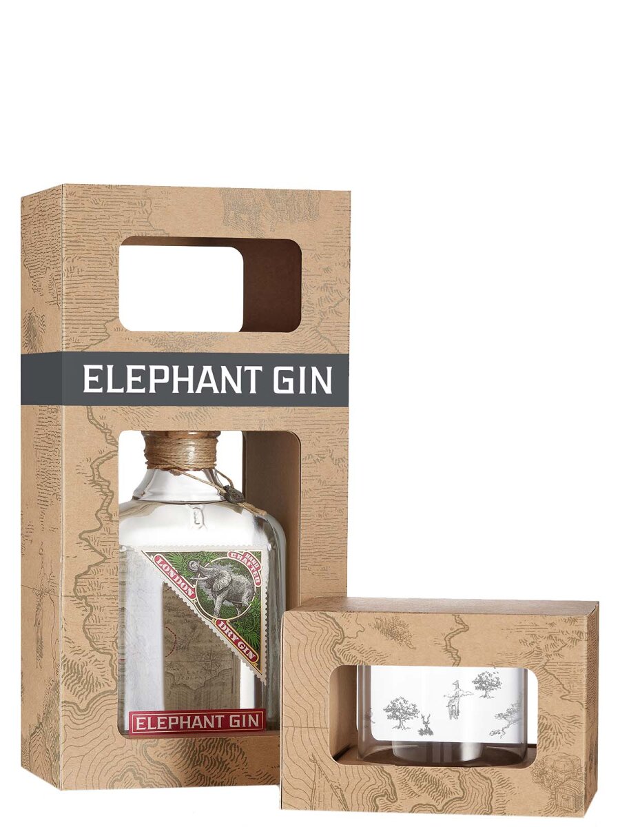 Elephant Gin London Dry Geschenkset Gin - € 32,88 mit Glas, Handcrafted 