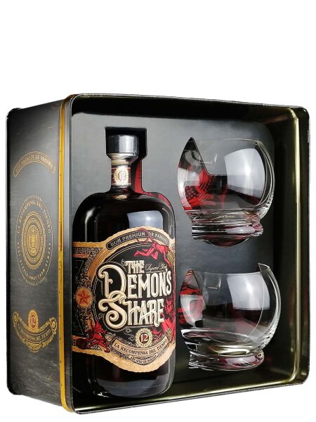 Demons Share 12 Jahre - La Recompensa del Tiempo - Panama - Premium Rum - Geschenkset mit 2 Gläsern