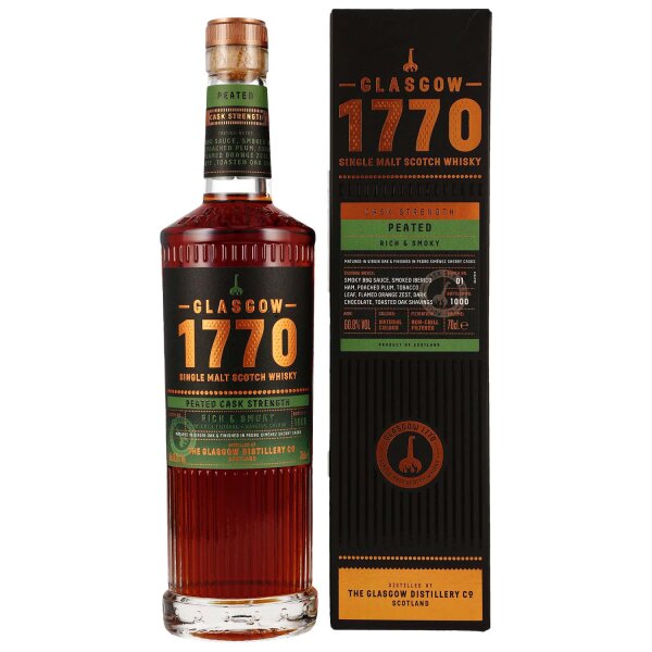 Glasgow Distillery 1770 - Peated  - Cask Strength - Rich & Smokey - Single Malt Scotch Whisky