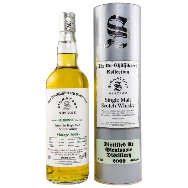 Glenlossie 13 Jahre - 2009/2022 - Signatory Vintage - Un-Chillfilterd - 1st Fill Bourbon Barrels - Single Malt Scotch Whisky