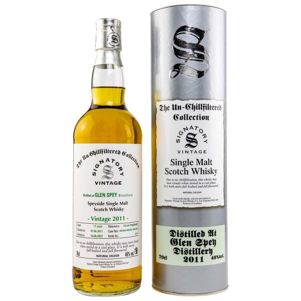 Glen Spey 11 Jahre - 2011/2022 - Signatory Vintage - Un-Chillfilterd - 1st Use Hogsheads - Single Malt Scotch Whisky