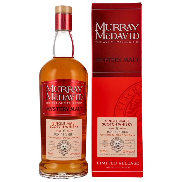 Murray McDavid 8 Jahre - 2015 - Juniper Hill - Mystery Malt - Port / Madeira / Barolo Cask Finish - Single Malt Scotch Whisky