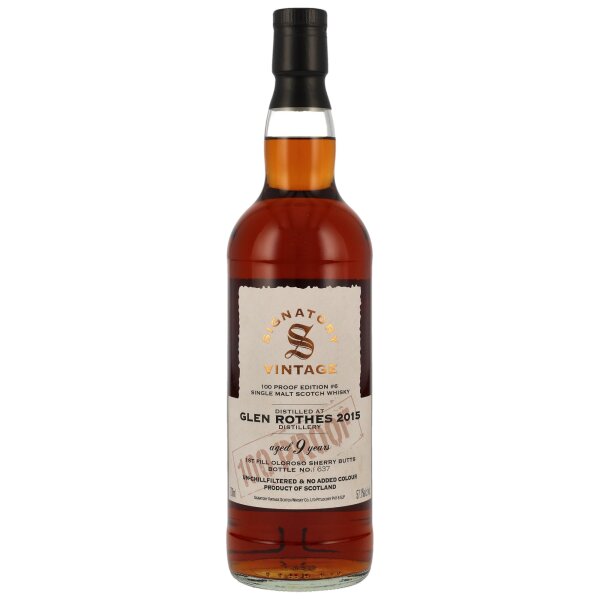 Glenrothes 9 Jahre - 2015 - Signatory Vintage - 100 Proof Edition #6 - Oloroso Sherry Butts - Single Malt Scotch Whisky